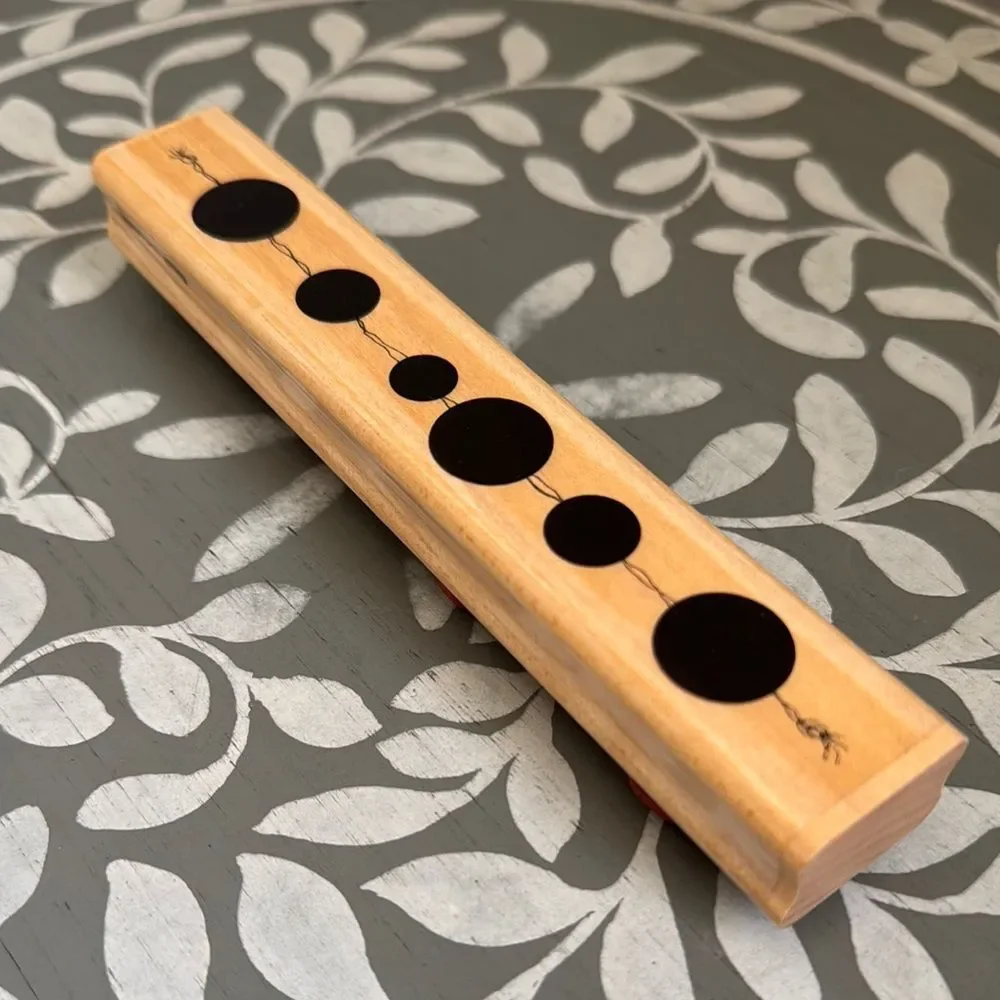 Wooden Stamp with Black Circle Design